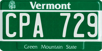 VT license plate CPA729