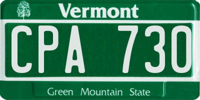 VT license plate CPA730