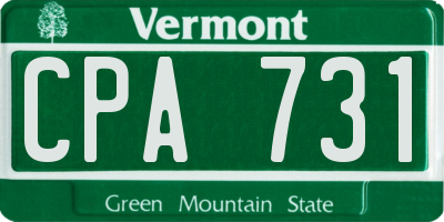 VT license plate CPA731