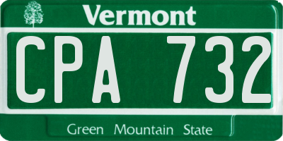 VT license plate CPA732
