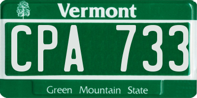 VT license plate CPA733