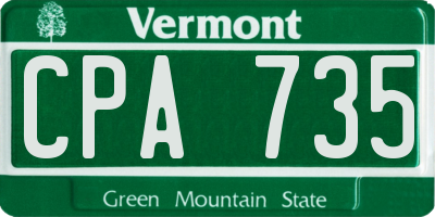 VT license plate CPA735