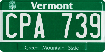 VT license plate CPA739