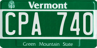 VT license plate CPA740