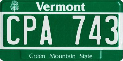VT license plate CPA743