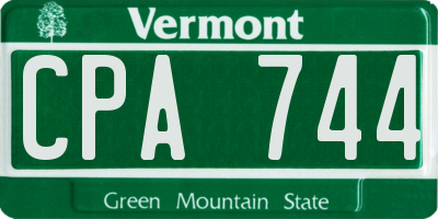 VT license plate CPA744