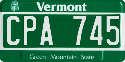 VT license plate CPA745
