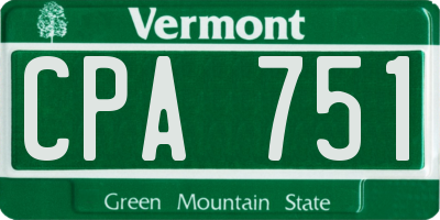 VT license plate CPA751