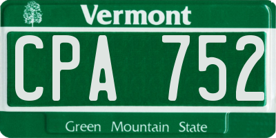 VT license plate CPA752