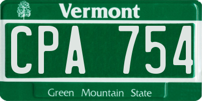 VT license plate CPA754