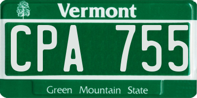 VT license plate CPA755