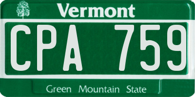 VT license plate CPA759