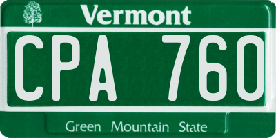 VT license plate CPA760