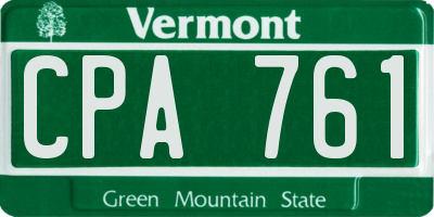 VT license plate CPA761