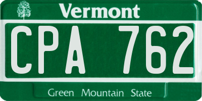 VT license plate CPA762