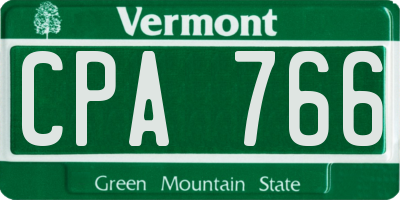 VT license plate CPA766
