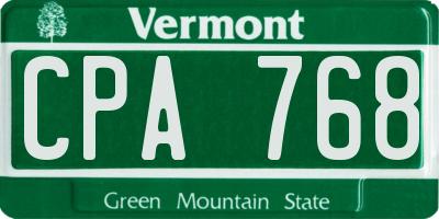 VT license plate CPA768
