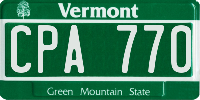 VT license plate CPA770