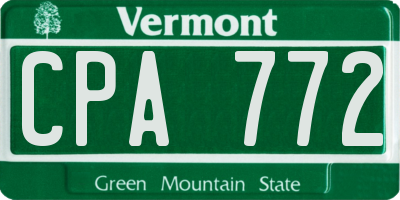 VT license plate CPA772