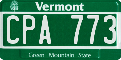 VT license plate CPA773