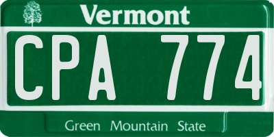 VT license plate CPA774