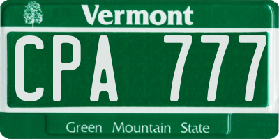 VT license plate CPA777