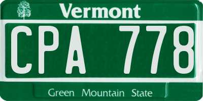 VT license plate CPA778
