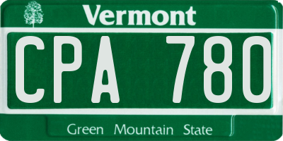 VT license plate CPA780