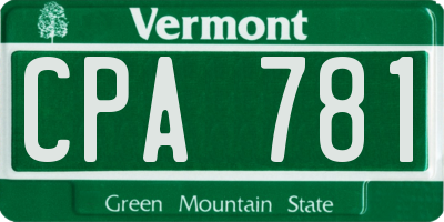 VT license plate CPA781
