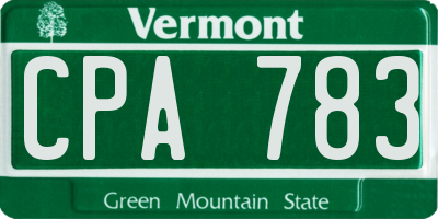 VT license plate CPA783
