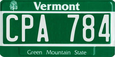 VT license plate CPA784