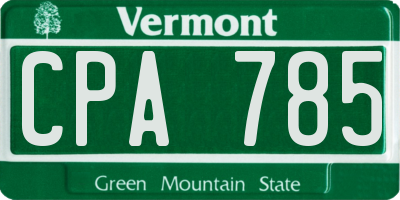 VT license plate CPA785