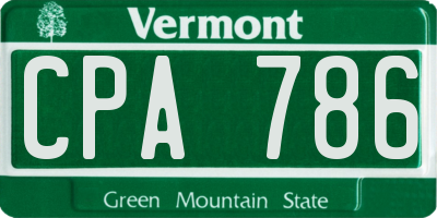 VT license plate CPA786