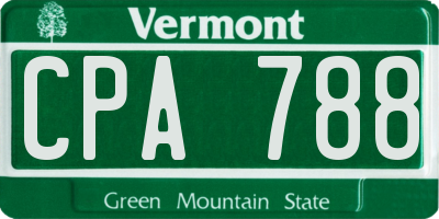 VT license plate CPA788