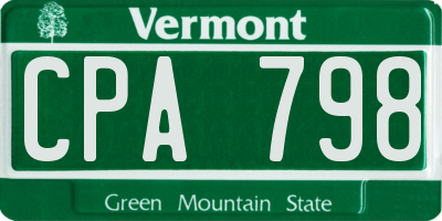 VT license plate CPA798
