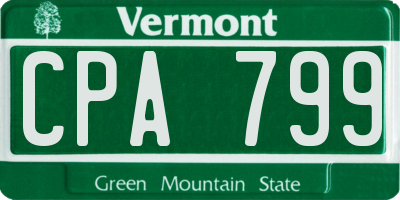 VT license plate CPA799
