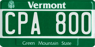 VT license plate CPA800