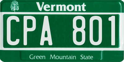 VT license plate CPA801
