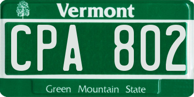 VT license plate CPA802