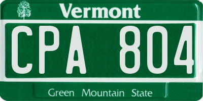 VT license plate CPA804