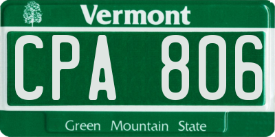 VT license plate CPA806
