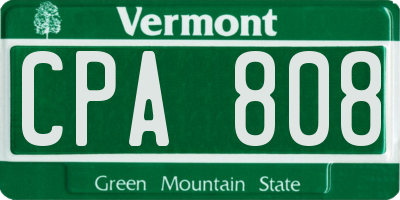 VT license plate CPA808