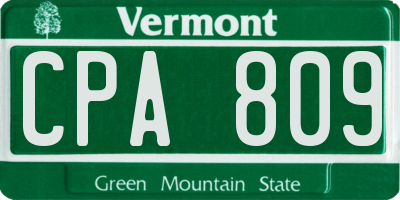 VT license plate CPA809