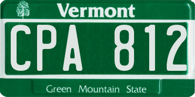 VT license plate CPA812