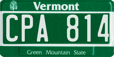 VT license plate CPA814