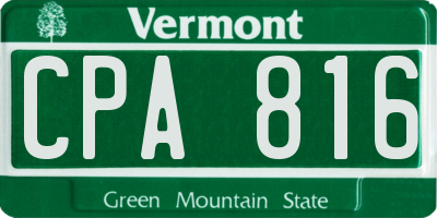 VT license plate CPA816