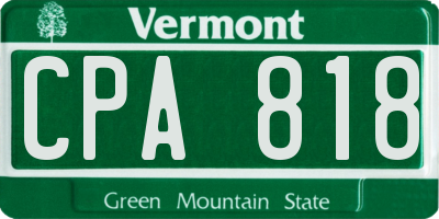 VT license plate CPA818