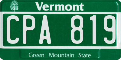 VT license plate CPA819