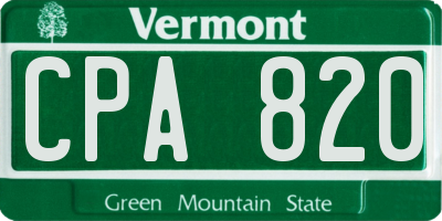 VT license plate CPA820