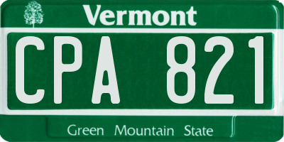 VT license plate CPA821